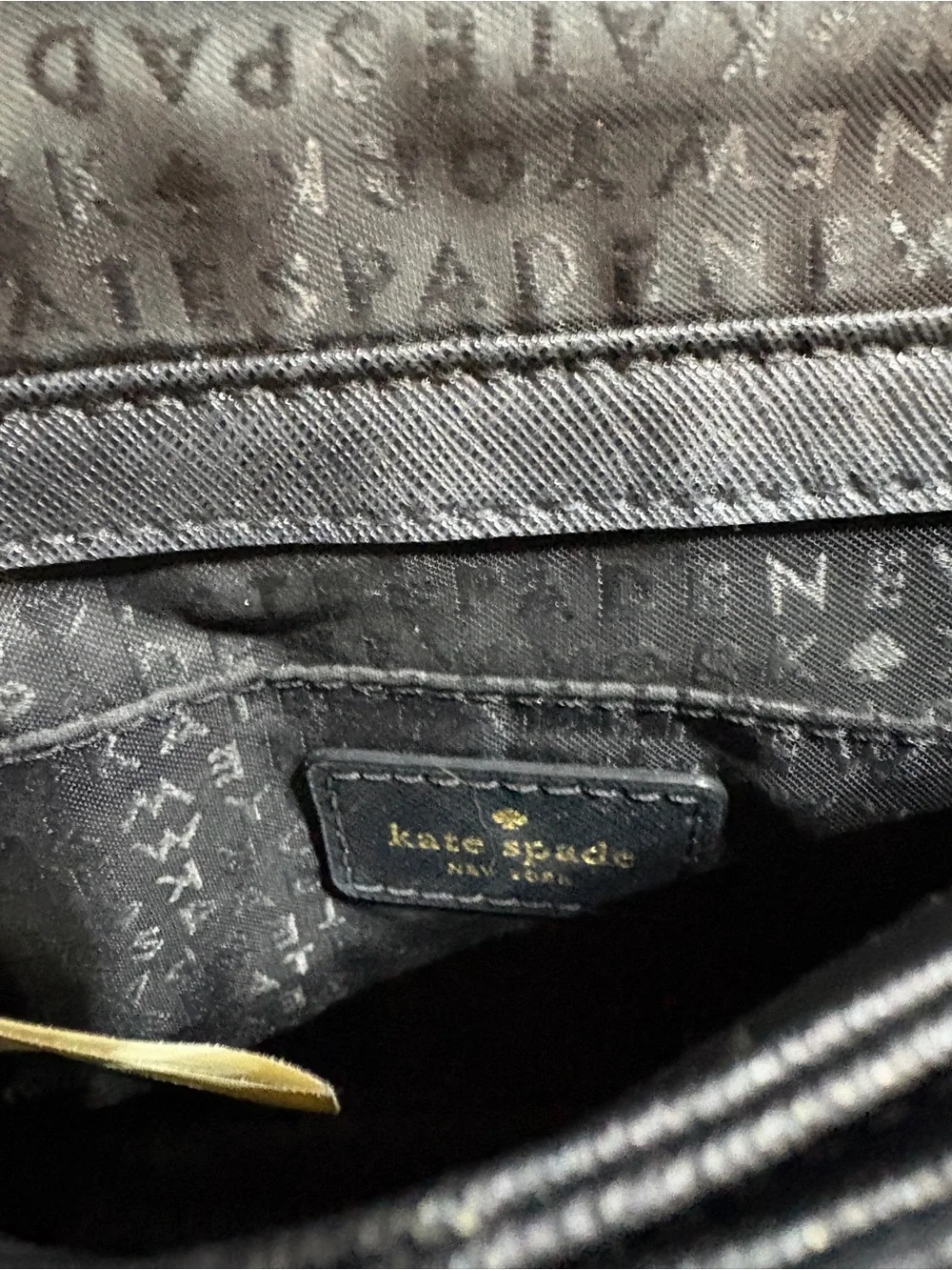 kate spade Black Textured Leather Crossbody with Gold Plaque